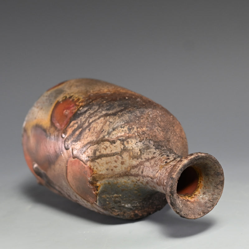 Masterpiece Bizen Yohen Vase ー各見 政峯 “備前窯変一輪花入”