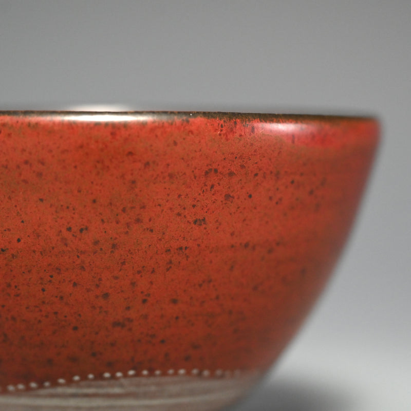 Red and silver line Chawan