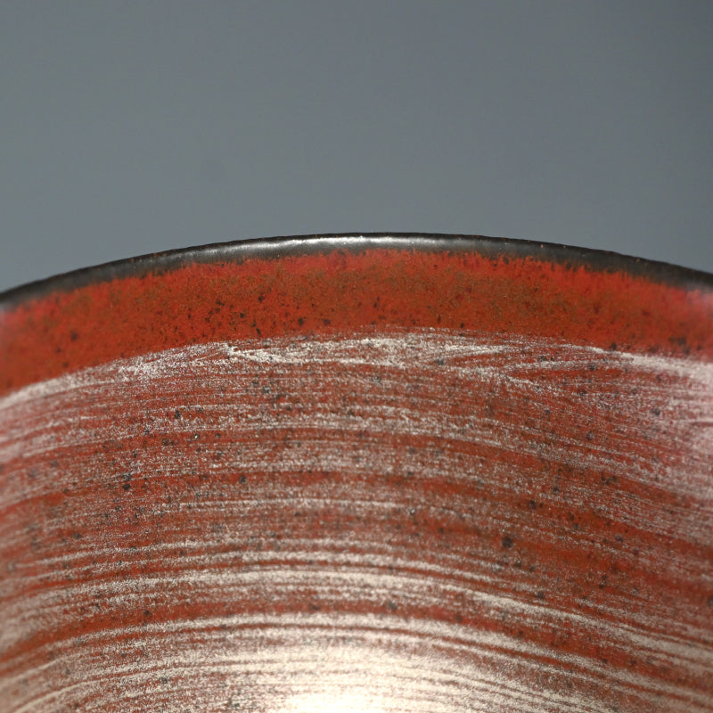 Red and silver line Chawan