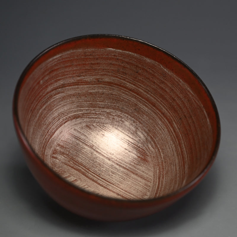 Red and silver line Chawan