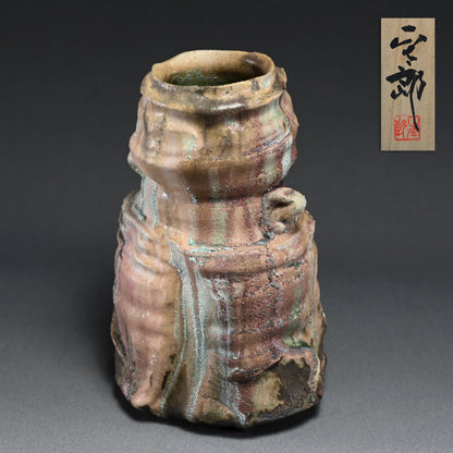 Contemporary Manyosai Vase by Shino Legend ー林 正太郎 “万葉彩 耳付花生”
