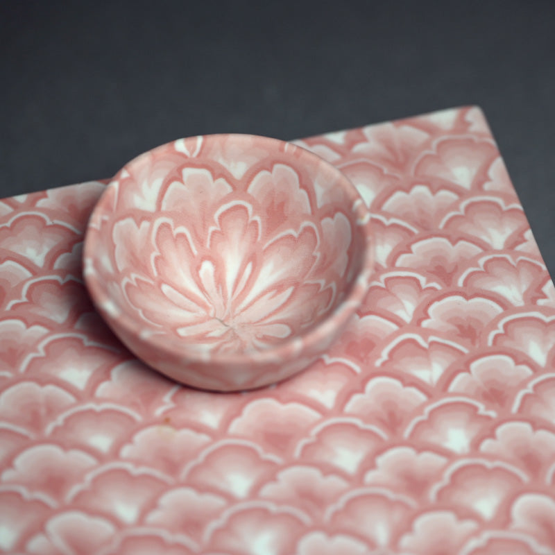 Sake Cup & Plate Set, Pink