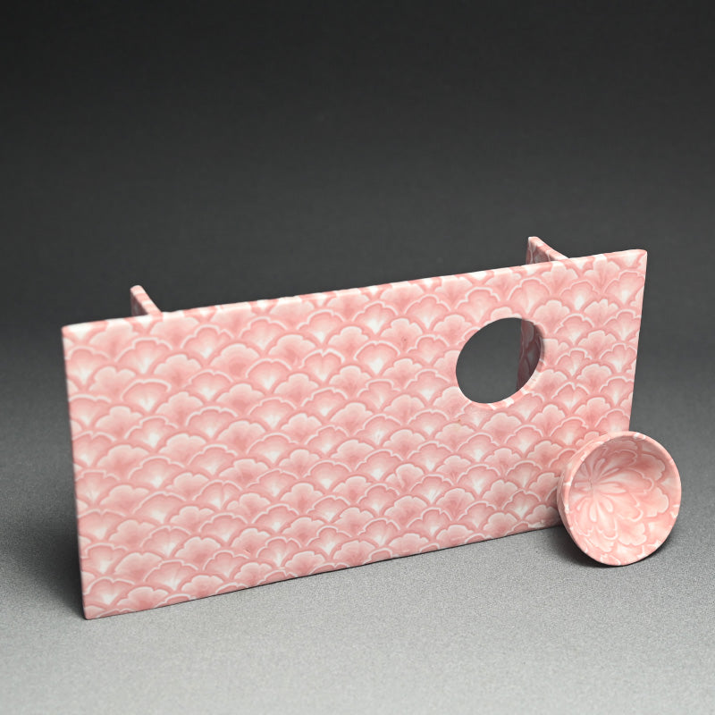 Sake Cup & Plate Set, Pink