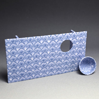 Sake Cup & Plate Set, Blue ー草場 勇次 “練上焼〆波文 板皿”