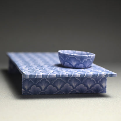 Sake Cup & Plate Set, Blue