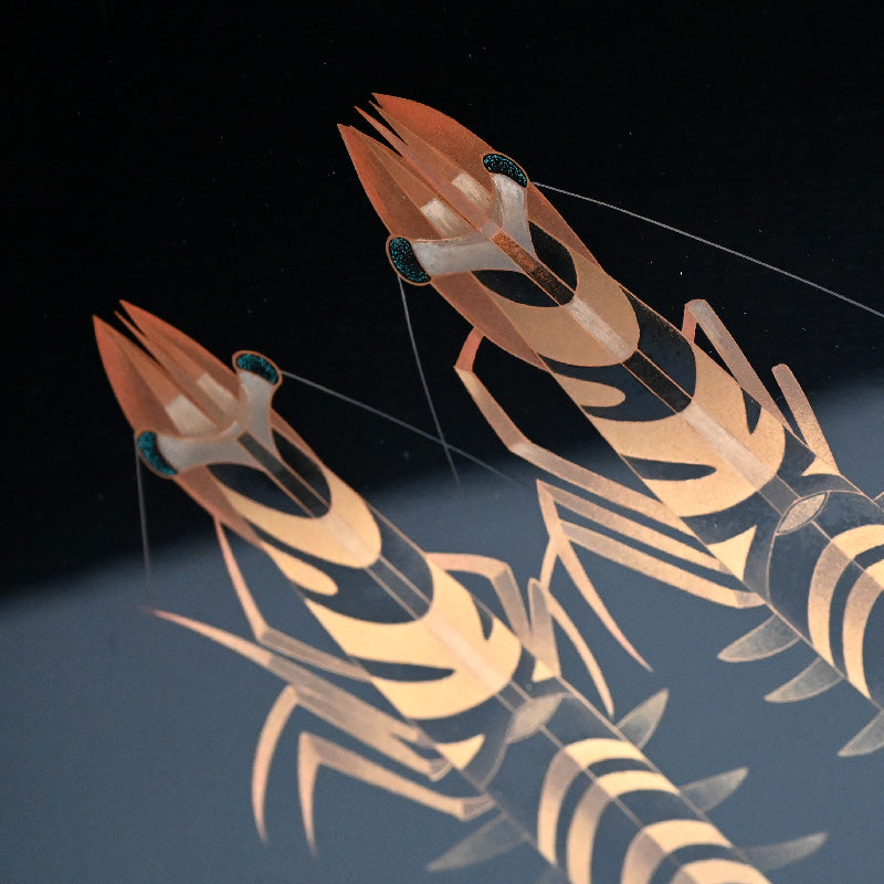 Tiger Shrimp Lacquer Screen ー尾長 保