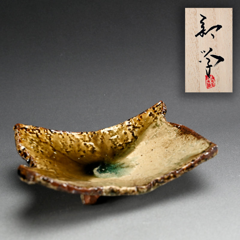 Slab Plate in Molten Ash by Iga Master ー新 学 "伊賀 長方皿"