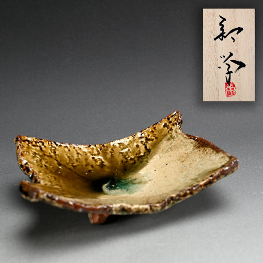 Slab Plate in Molten Ash by Iga Master ー新 学 "伊賀 長方皿"