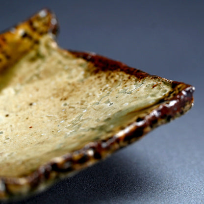 Slab Plate in Molten Ash by Iga Master ー新 学 "伊賀 長方皿"