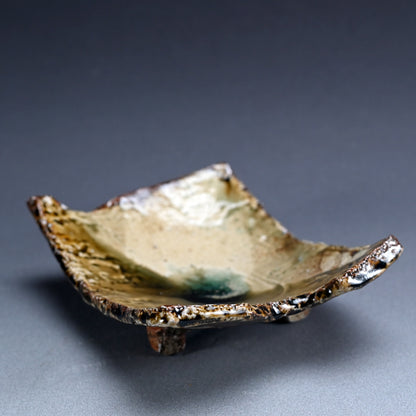 Slab Plate in Molten Ash by Iga Master ー新 学 "伊賀 長方皿"