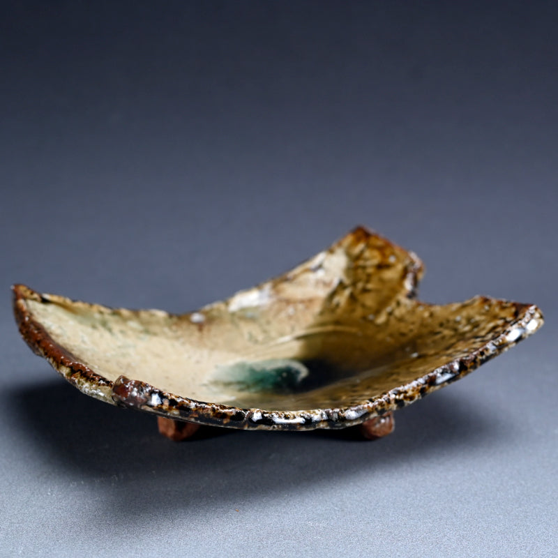 Slab Plate in Molten Ash by Iga Master ー新 学 "伊賀 長方皿"