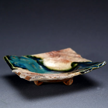5 pc Oribe Glazed Dish Set ー新 学 "織部 深皿五客揃"