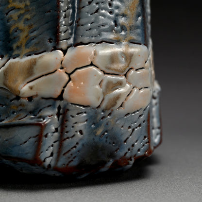 Blue Shino Vase with White Clouds ー"白群志野四方壺"