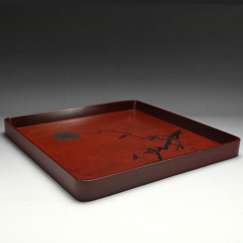 Antique Japanese Lacquer Tray ー春正 “海月画 酒呑盆”