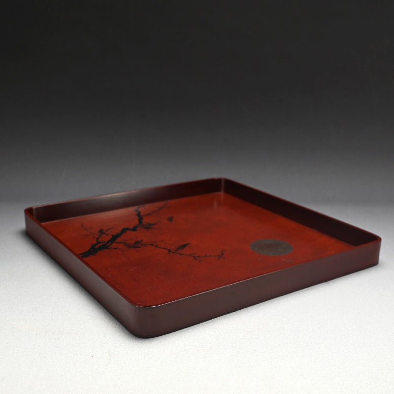 Antique Japanese Lacquer Tray ー春正 “海月画 酒呑盆”