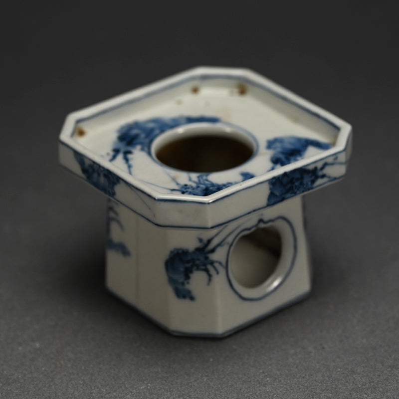 Antique Japanese Blue and White Sake Cup (Haidai) Stand