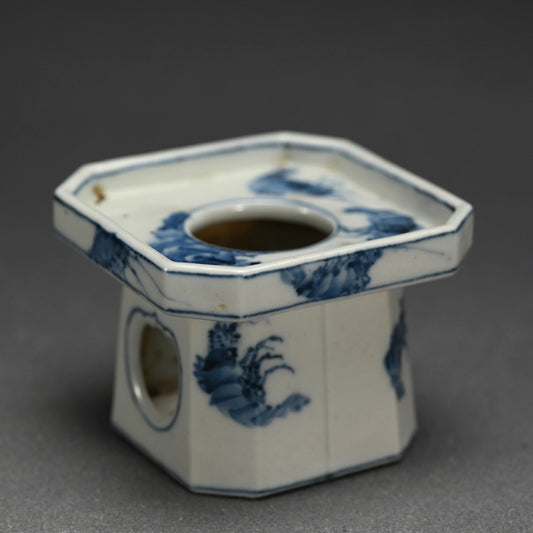 Antique Japanese Blue and White Sake Cup (Haidai) Stand