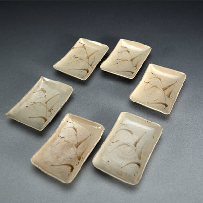 Edo period set 6 Small Dishes Decorated with Autumn Grass