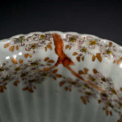 19th C. Imari Porcelain Bowl Set, Rabbits & Cherry Blossoms