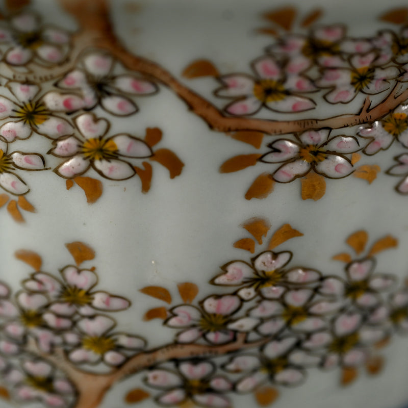 19th C. Imari Porcelain Bowl Set, Rabbits & Cherry Blossoms