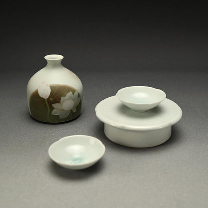 Lotus Sake set ー藤井 隆之 "吹染 蓮図酒器収納筥"