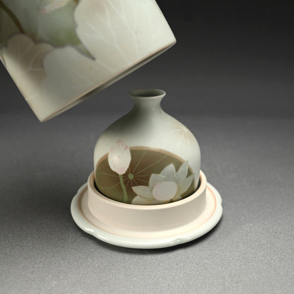 Lotus Sake set ー藤井 隆之 "吹染 蓮図酒器収納筥"