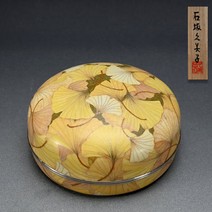 Cloisonne box (ginkgo leaves) ー石坂 久美子 “有線七宝蓋物 (いちょう)”