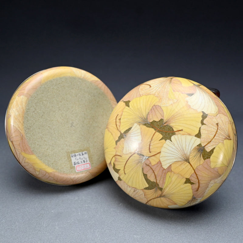 Cloisonne box (ginkgo leaves) ー石坂 久美子 “有線七宝蓋物 (いちょう)”