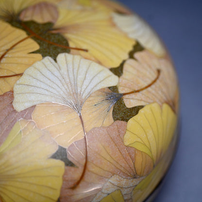 Cloisonne box (ginkgo leaves) ー石坂 久美子 “有線七宝蓋物 (いちょう)”