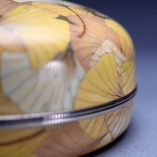 Cloisonne box (ginkgo leaves) ー石坂 久美子 “有線七宝蓋物 (いちょう)”