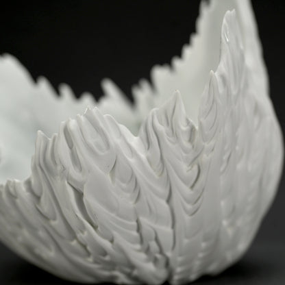 Contemporary Hakuji Porcelain Basin ー徳丸 鏡子 "白磁火焔紋 碗"