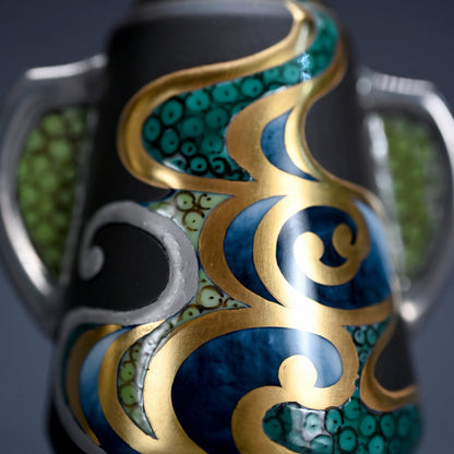 Unusual gold decorated Porcelain Koro ー"純プラチナ彩 流水"