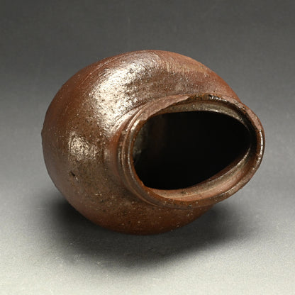 Iron Glazed Edo period Slumped Tamba Tsubo