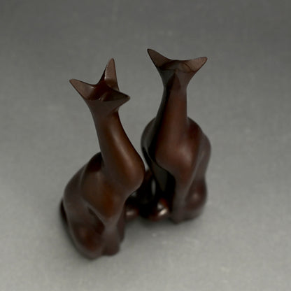 Antique Japanese Art Deco Bronze Fox pair, Kozan ー"狐 幸山"