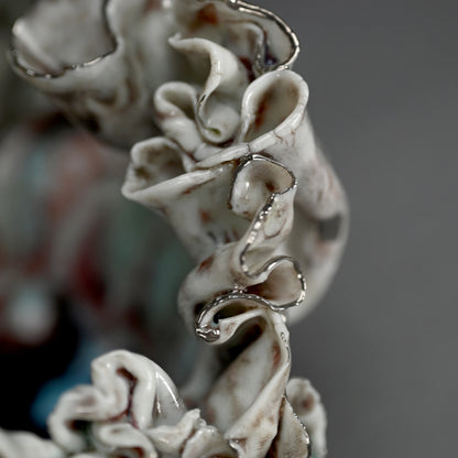 茶碗 茶わん ー川端 健太郎 「白磁辰砂白金錦彩綴化茶盌」