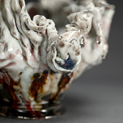 茶碗 茶わん ー川端 健太郎 「白磁辰砂白金錦彩綴化茶盌」