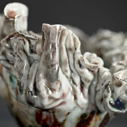 茶碗 茶わん ー川端 健太郎 「白磁辰砂白金錦彩綴化茶盌」