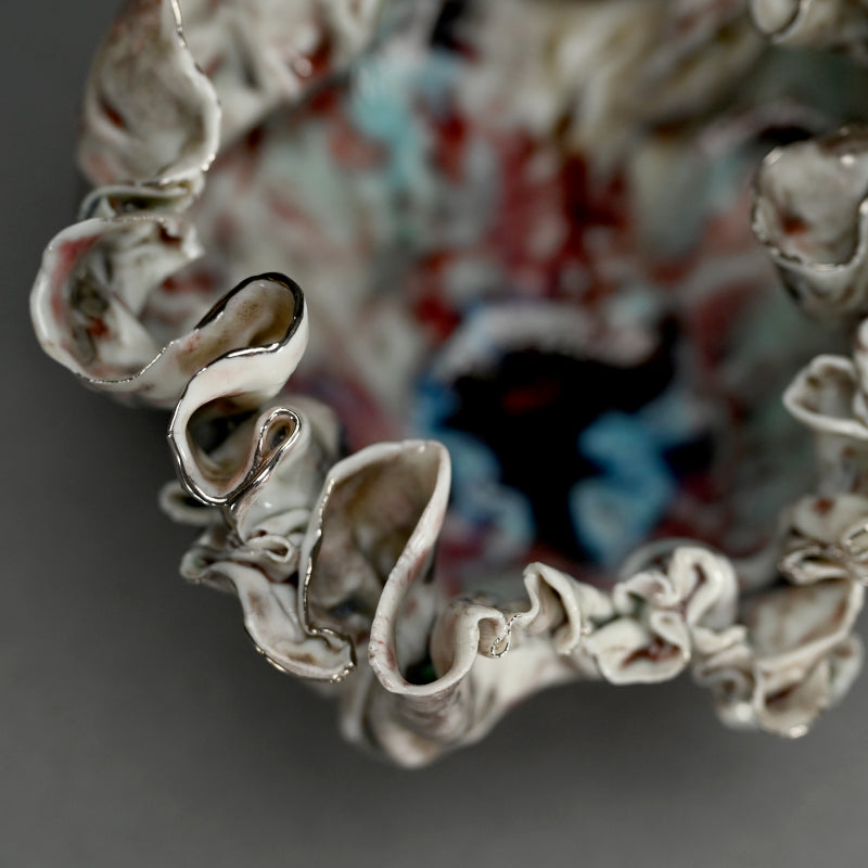 茶碗 茶わん ー川端 健太郎 「白磁辰砂白金錦彩綴化茶盌」