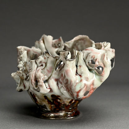 茶碗 茶わん ー川端 健太郎 「白磁辰砂白金錦彩綴化茶盌」