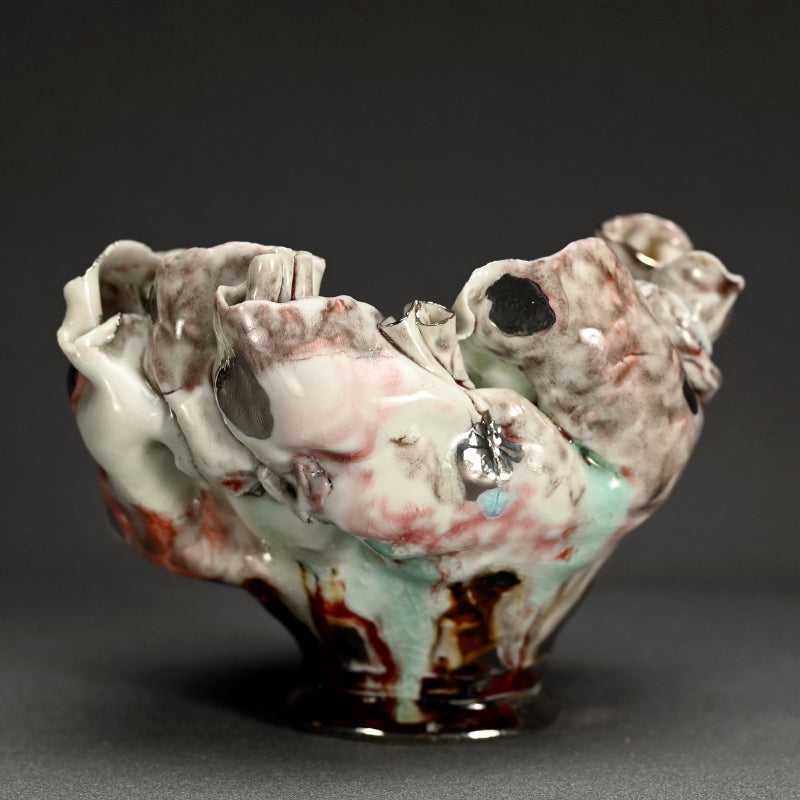 茶碗 茶わん ー川端 健太郎 「白磁辰砂白金錦彩綴化茶盌」