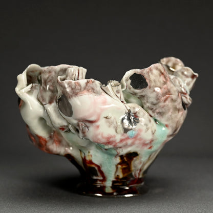 茶碗 茶わん ー川端 健太郎 「白磁辰砂白金錦彩綴化茶盌」