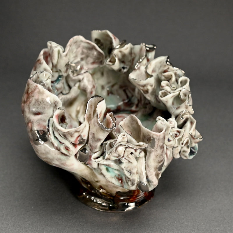 茶碗 茶わん ー川端 健太郎 「白磁辰砂白金錦彩綴化茶盌」