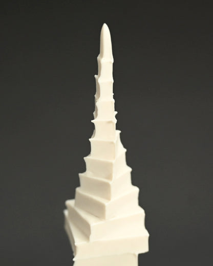 Covered Raw Porcelain Receptacle, White Spear