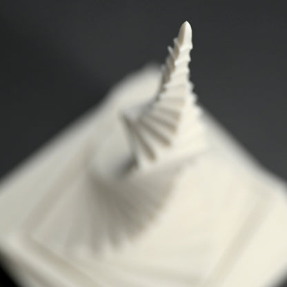 Covered Raw Porcelain Receptacle, White Spear