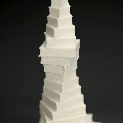 Covered Raw Porcelain Receptacle, White Spear