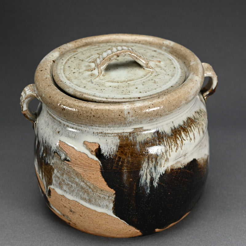 Tataki Chosen Karatsu Mimitsuki Mizusashi ー十三代 中里 太郎右衛門 "叩き朝鮮唐津耳付水指"