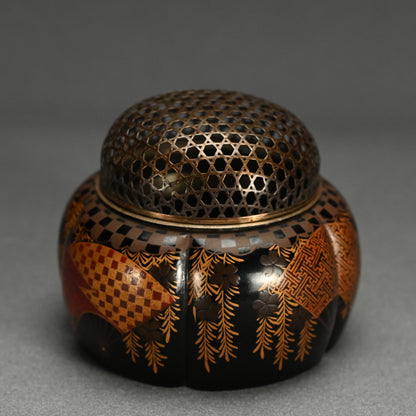 Edo p. Akoda Koro Incense Burner with Silver Lid  ー阿古陀香炉