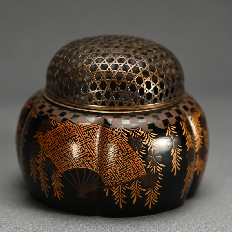 Edo p. Akoda Koro Incense Burner with Silver Lid  ー阿古陀香炉