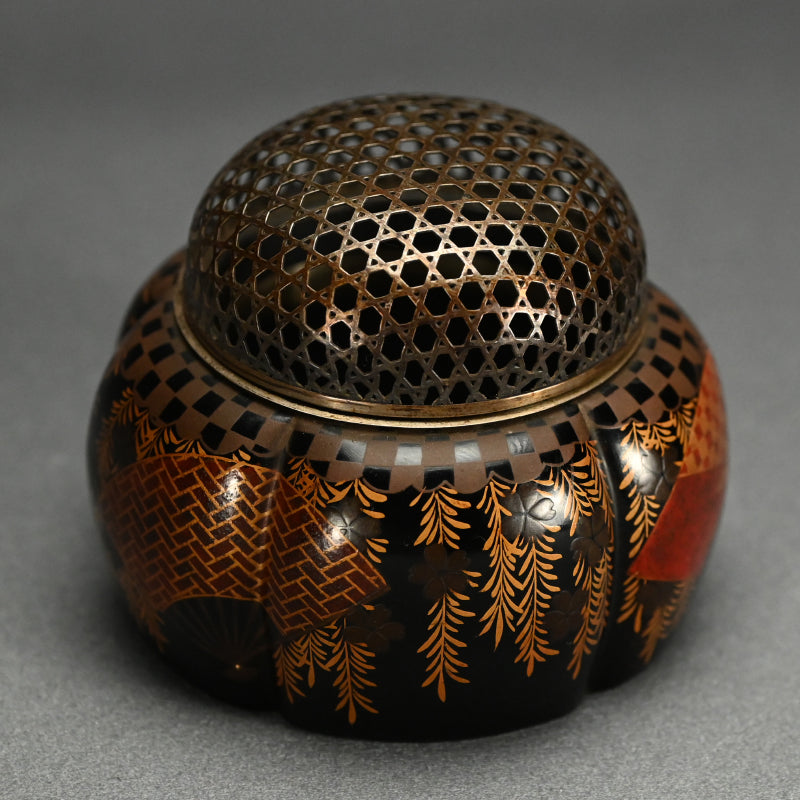 Edo p. Akoda Koro Incense Burner with Silver Lid  ー阿古陀香炉