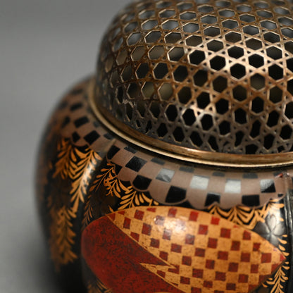 Edo p. Akoda Koro Incense Burner with Silver Lid  ー阿古陀香炉